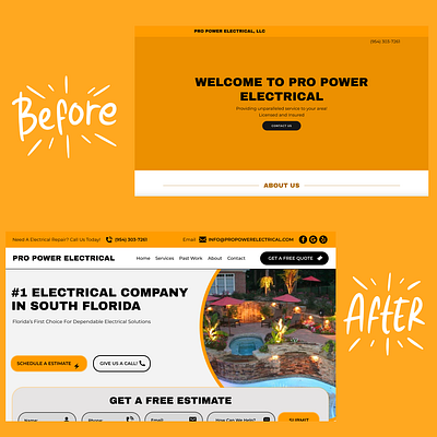 Pro Power Electrical's Before & After branding design figma graphic design illustration logo ui ui design uiux web design webdesign website design website development wordpress wordpress design wordpress website