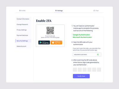 Security Settings (2FA) animation authentication authentication ui branding design security security settings security web ui settings two factor authentication ui ui design uiux user profile user settings ux ux ecurity web app web design