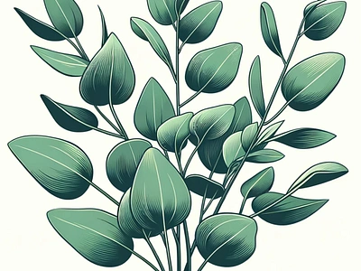 Aromatic Eucalyptus by Aravind Reddy Tarugu aravind aromatic art botanical branches clean lines design detailed essence eucalyptus green illustration leaves medley nature reddy refreshing slender tarugu vector