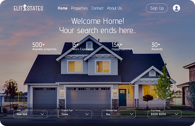 Elite Estate... A real estate web design figma real estate ui ui ux web web design web ui website website design