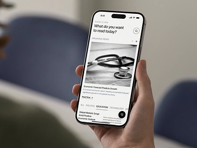News Mobile App Design - Homepage 📰 app design article blog editorial information ios magazine media mobile app mobile design news news mobile newsfeed newslatter product design read reading story ui uiux