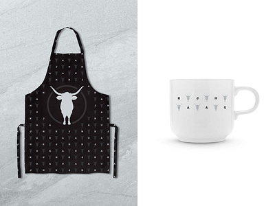 Apron and Mug for Kajahu apron branding cattle food graphic design mug pattern restaurant