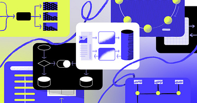 Distributed System Design abstract app blue box chart design diagram flat graph icon illustration server tech texture ui vector