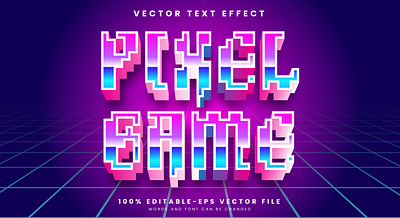 Pixel Game 3d editable text style Template exciting game