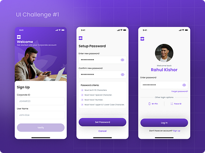 Corporate Banking - Sign up app branding corporate banking design fintech graphic design mobile password reset password ui ui challenge ui challenge 1 user experience ux