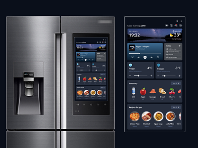 Smart Fridge UI calorie food fridge kitchen meal smart fridge ui ui ux visual design