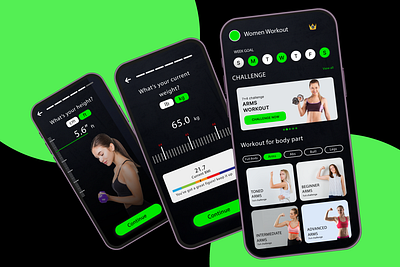 Women Exercise App UiUx graphic design logo ui