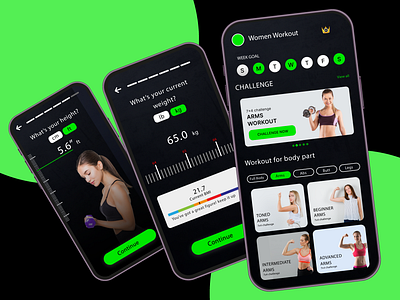 Women Exercise App UiUx graphic design logo ui