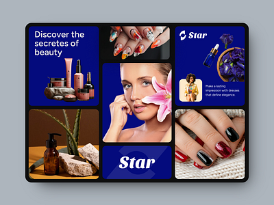 Bento Grid - Star Beauty Products app beauty beauty cosmetics bento cosmetics design ecommerce grid illustration inspiration israt nail nail polish product product design ui uxisrat