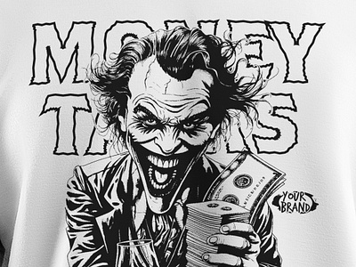 Money Talks Joker T-Shirt Tees Design design graphic design illustration shirt design tees design vector