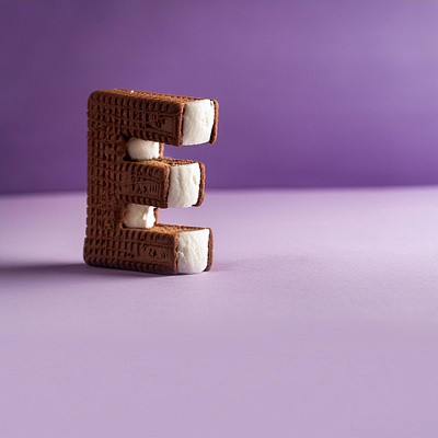 ice cream biscuit letter "E" firefly 3d adobe ai artifical intellegent firefly graphic design illustration midjourney purple