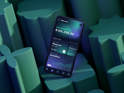 The concept of the banking application screen 3d design ui