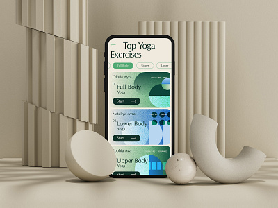 The concept of the yoga recording screen 3d design ui