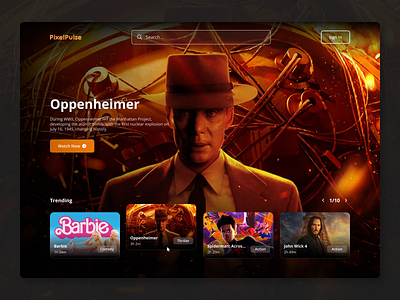 PixelPulse - Streaming Platform animation clean dark dashboard hbo minimalist movie app movies netflix online streaming platform stream streaming streaming dashboard streaming service ui ux video stream