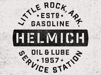 Helmich Badge Lock-Up arkansas badge badge design branding design flat fuel hunter oden industrial lockup service station typography vintage