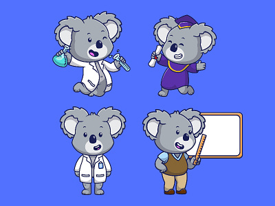 Koala Education 🎓🐨 academic animal illustration branding children vector cute character degree exam fluffy furry graphic design grey high school koala bear koala teaching mammal fauna pet scientiest smart teacher university zoo