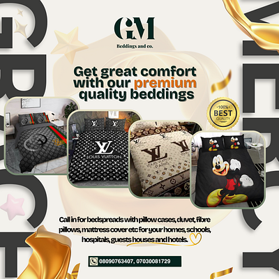 A beddings flyer branding graphic design minimalist quality simple social media ui