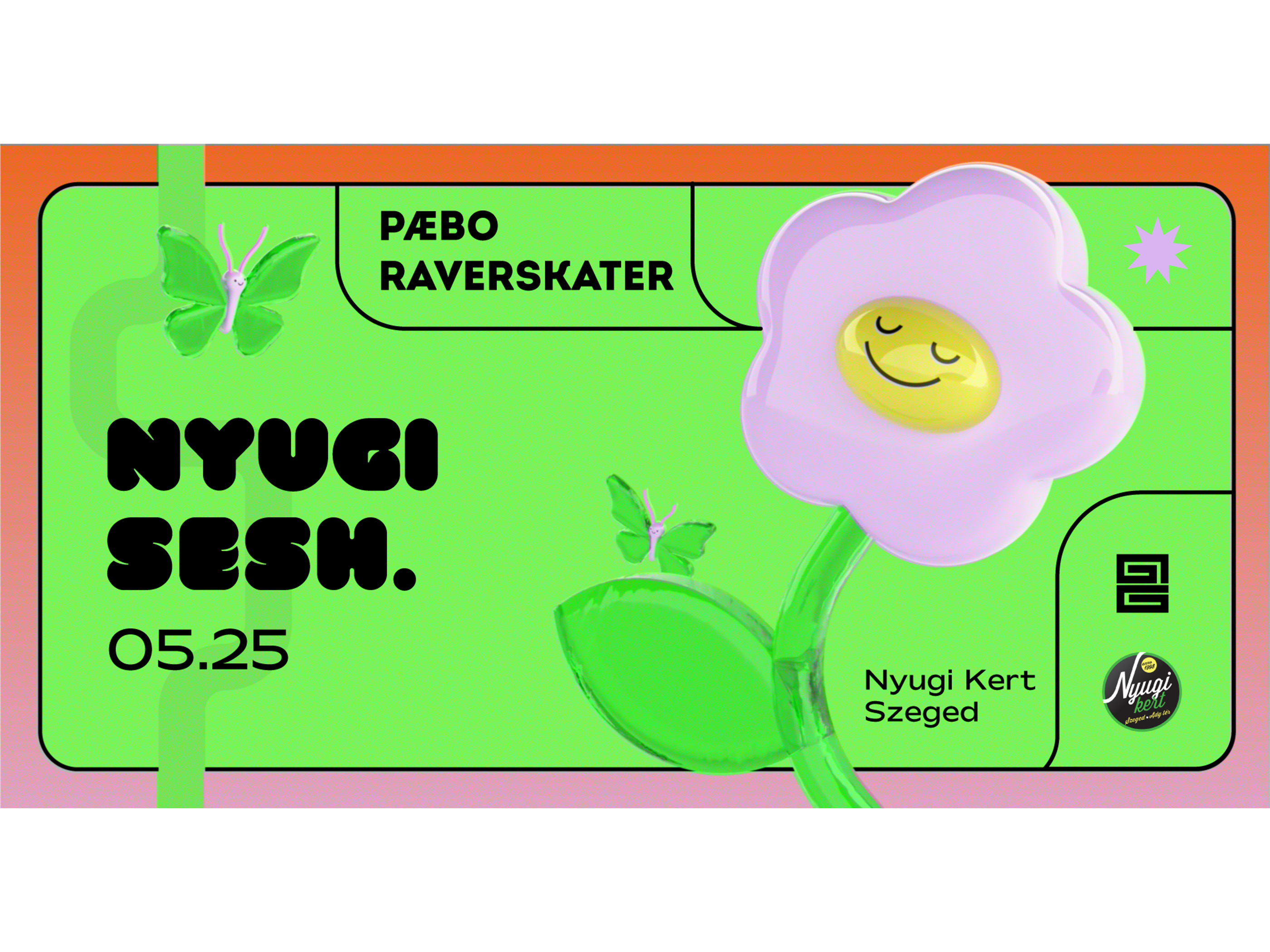 Nyugi Sesh Party Cover #3 3d ad adobe illustrator branding character character design cover electronic music entertainment flower house illustration minimal music party social media summer techno