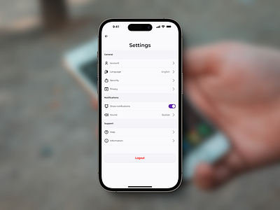 Settings account app design settings ui