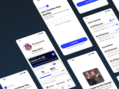 Education Language Learning App app appdesign branding education app illustration ui ux uxdesign webdesign