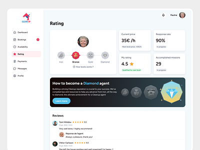 Cleanup - Rating page design banner dashboard design evaluation homepage design landing page rating reviews ui uidesing uiinspiration ux webdesign website design