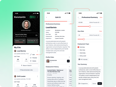 Edit CV (Yes, it's time to) app job search ui ux