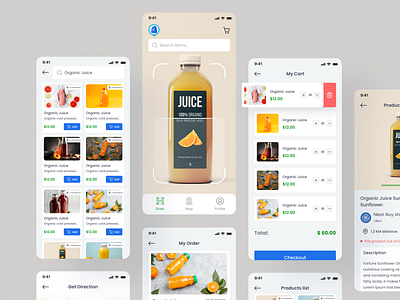 NearBuy App branding courier design design concept ecommerce app food order food ordering app fruit grocery delivery app grocery store app healthy food juice online grocery product design product design app shopping shopping app ui user interface vector