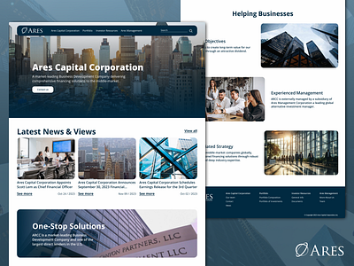 Ares Capital Corporation Redesign branding business company corporation design desktop figma home page insperation landing page ui ux web web design