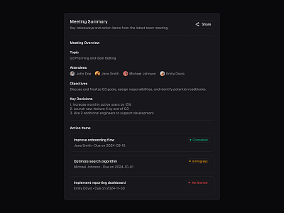 Meeting Modal in Dark Mode 🔦 design dialog minimal modal popup saas ui web design