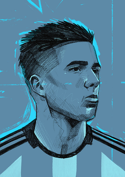 Enzo argentina character chelsea design enzo fernandez football club football illustration football portrait illustrated football illustration illustrator people portrait portrait illustration procreate soccer illustration