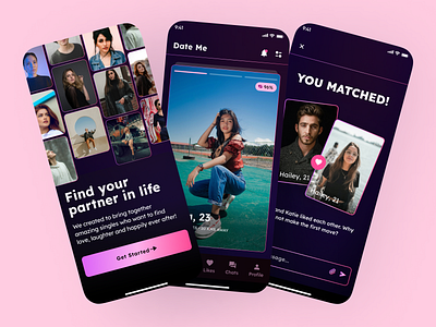 Dating App adobe xd app ui design dashboard dating app design figma homepage softui splash screen ui ux