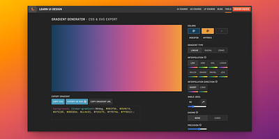 Gradient Generator — v2.0 dark ui free gradient tool