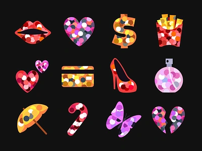 Sparkles Emoji 👄💖🍟 aftereffects animation emoji emojis holographic illustration kiss love mishax motion graphics sparkle sparkles ui