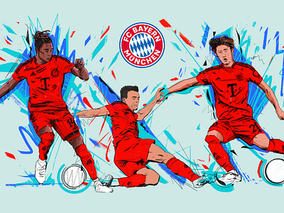 FC Bayern - New Season - New Players bayern illustrations character editorial sport fc bayern football football illustrations illustration illustrator magazine illustrations people portrait portrait illustration procreate soccer soccer illustrations sports illustrations