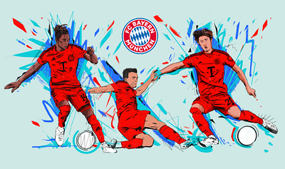 FC Bayern - New Season - New Players bayern illustrations character editorial sport fc bayern football football illustrations illustration illustrator magazine illustrations people portrait portrait illustration procreate soccer soccer illustrations sports illustrations