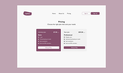 Pricing page design ui