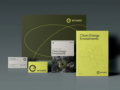 Envest Brand Collateral branding design systems fintech invesment modern sustainable energy