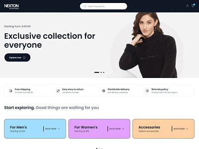 Nexton E-commerce design ecommerce figma wordpress