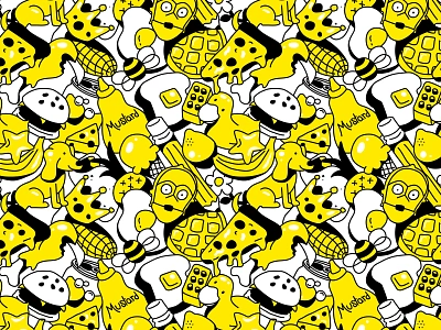 Heyo Pattern branding burger collage design dog figma food graphic design illustration lemon pattern pencil pizza star wars vector waffle yellow