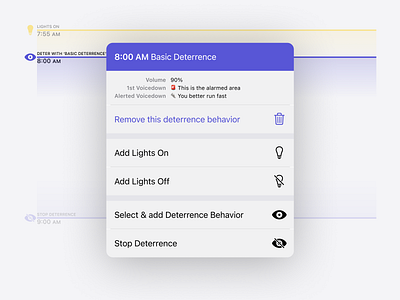 iDter schedule. Existing event context menu deterrence dropdown icon icons ios ipad iphone lights monitoring popup product product design schedule sf symbols ui ux