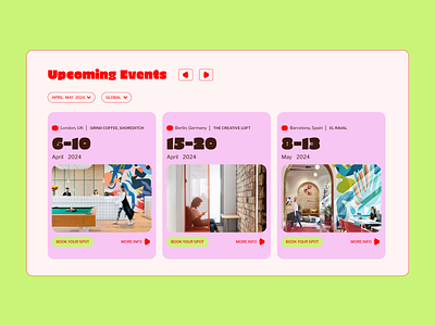 The Muse & Co. | Landing Page calendar colorful cowork events experience host prototype ui design upcoming