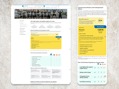 Trail Appliances Delivery Service Page service page ui web design