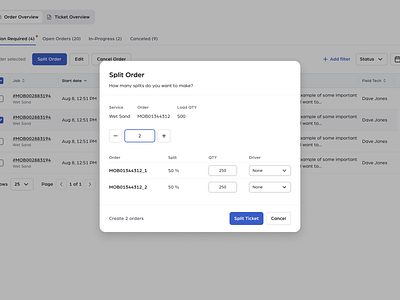 Order Dashboard Modal app b2b b2b saas batch actions dashboard design modal saas saas app saas dashboard saas modal ui user experience ux visual design web app web design