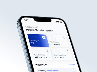 Create New Project ⇒ Tracker Mobile App create dashboard job mobile mobile app new product progress bar project stat task tracker tracking app ui