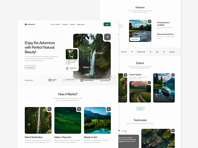 Ui Design Landing Page - Adventira adevnture landing page minimalis nature product designer travel ui ui design ui designer ui landing page ui ux ui ux design ui ux designer ui website ux ux design ux designer website website design