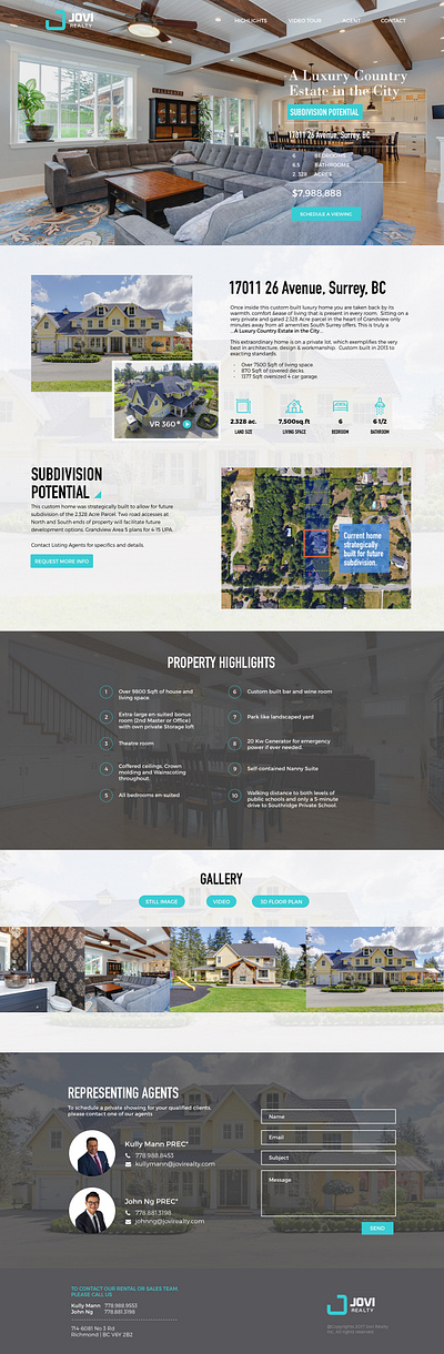 Property listing landing page real estate ui