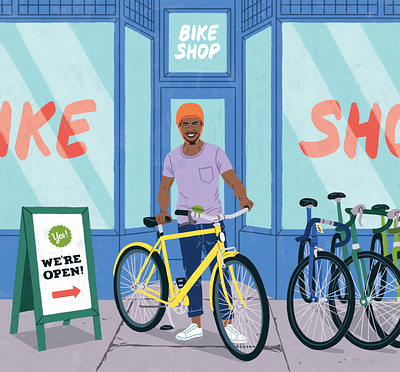 CAA - Bike Guide bicycles bikes colourful cycling gear cyclist design editorial fun helmet illustration people repair riding bikes safety shop