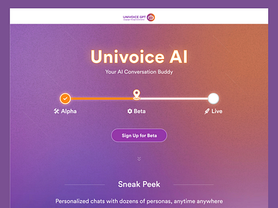 AI-driven language learning app landing page ai beta edtech homepage landing page language learning learning product showcase sign up tech startup