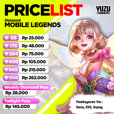 Top Up Store Pricelist Design feed game game store instagram mobile legends top up