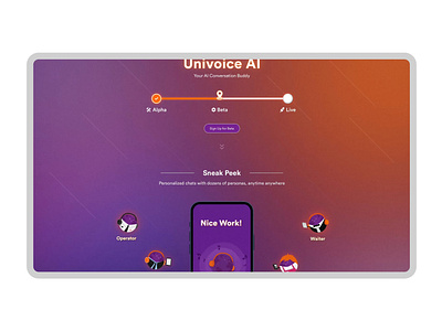 AI-driven language learning app landing page ai design edtech homepage illustration innovative app landing page language learning mobile app motion graphics ui